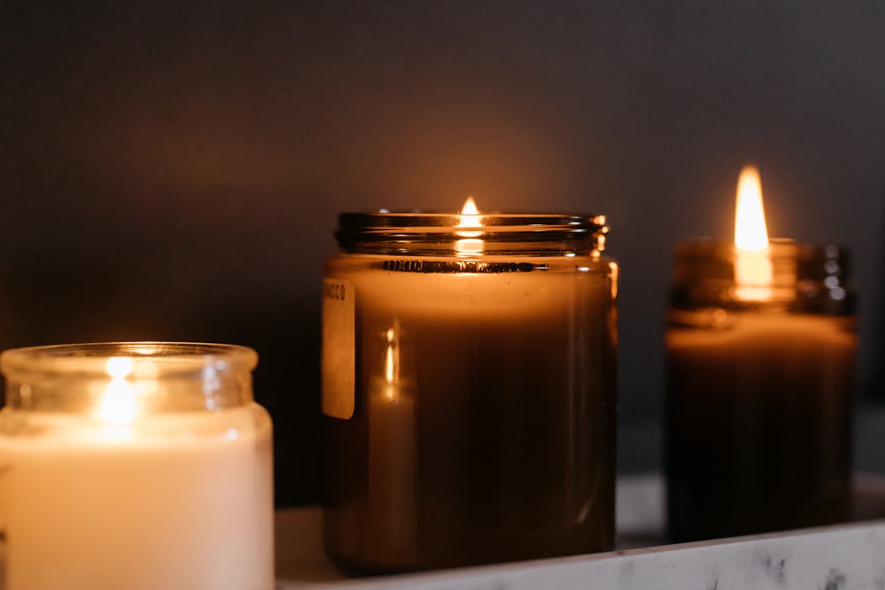 Scented candles creating a relaxing home ambiance